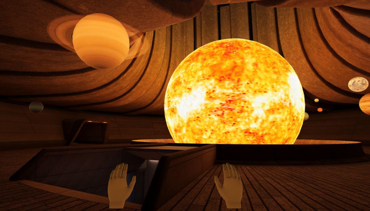 A picture showing a view of the astronomy class in the Axon Park Metaverse