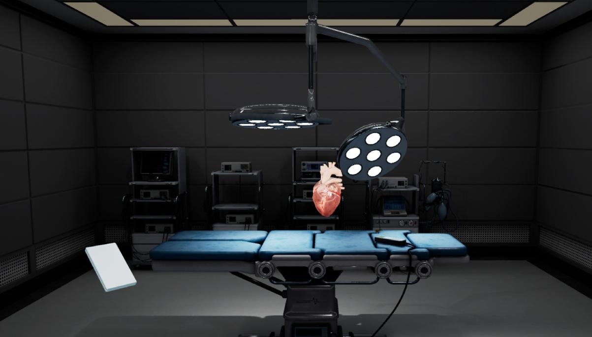 A picture showing a heart model in an anatomy class in the Axon Park metaverse
