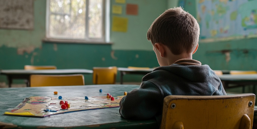 Kid playing learning games